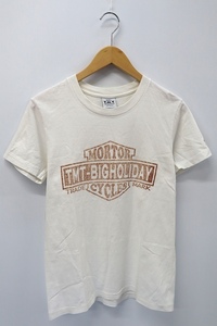 ティーエムティー TMT ロゴ プリント クルーネック 半袖 Tシャツ S ホワイト 白 メンズ