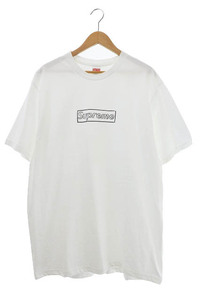 シュプリーム SUPREME ×KAWS カウズ 21SS Chalk Box Logo Tee チョーク ボックス ロゴ プリント 半袖 Tシャツ L 白 ホワイト ☆AA★