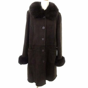 レリアン Leilian 美品 ムートン ロング コート ジャケット 上着 アウター 毛皮 ファーコート 13+ 羊革 レザー XLサイズ相当