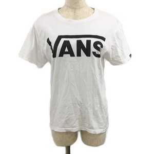バンズ VANS Tシャツ カットソー プルオーバー クルーネック プリント 半袖 M 白 黒 ホワイト ブラック レディース
