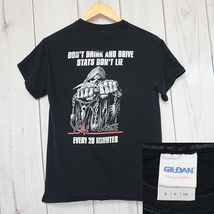 MT1597 Shattered Drams CHS Tシャツ S 肩幅45 DON'T DRINK AND DRIVE STATS DON'T LIE GILDAN メール便可 xq_画像3