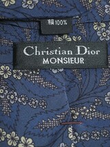 クリスチャンディオール Christian Dior ネクタイ シルク100% 花柄 濃紺系ベース ネイビー J-005169 ゆうパケット_画像6