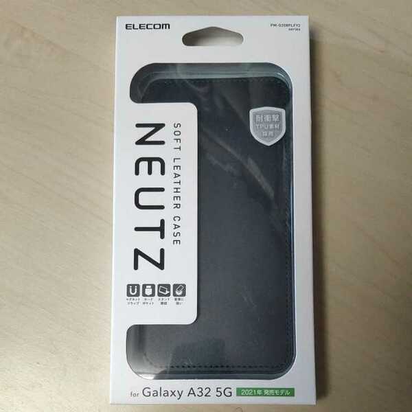 ◇ELECOM Galaxy A32 5G レザーケース カバー 手帳型 NEUTZ ネイビー PM-G208PLFY2NV