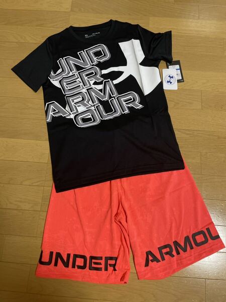 新品 アンダーアーマー　YXL 160cm 155cm 165cm パンツ　半袖Tシャツ　上下セット　短パン　キッズ　ジュニア