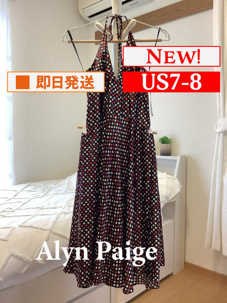 Top-803【新品】ALYN PAIGE/ワンピース/US7-8/ドット/ブラック/レディース/送料無料