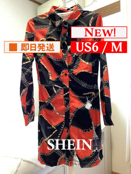 Top-804【新品】SHEIN/ワンピース/US6/M/レッド/ブラック/レディース/送料無料