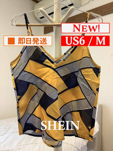 Top-809【新品】SHEIN/キャミソール/US6/M/イエロー/グレー/ブラック/レディース/送料無料