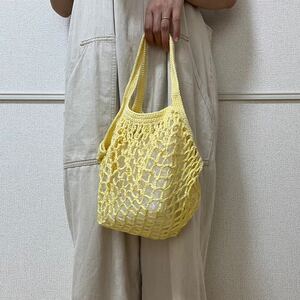 ★SUMMER SALE★ *ハンドメイドバッグ* 手編みバッグ トートバッグ イエロー 黄色 コットン トート ミニバッグ