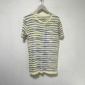 本物アルトゥルーALTRUコットンボーダー柄ラグビー半袖TシャツミリタリーアメカジサーフメンズイエローストリートSアメリカ製