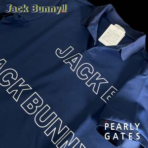 本物 新品28485146 PEARLY GATESパーリーゲイツ/ジャックバニー 6(サイズLL)超人気 ビッグ2段ロゴ半袖ポロシャツ 