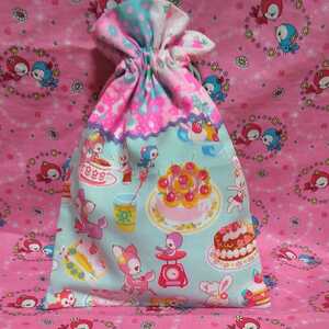 1K-79 Showa Retro yes from width number hand made glass inserting glass sack cake pattern pouch yes from width block is squid la width number 