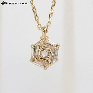 agete Agete K10 yellow gold diamond bucket rose cushion diamond 0.15ct necklace [46259]