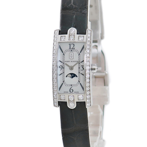 【3年保証】 ハリーウィンストン アヴェニューC ミニ ムーンフェイズ AVCQMP16WW001 K18WG無垢 純正ダイヤ クオーツ レディース 腕時計