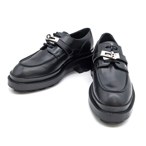 エルメス 靴 オックスフォード ブラック レザー ターンロック金具 新品 未使用 #37