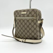 1円【美品 最高級】 グッチ GUCCI GG柄 スプリーム ミニ ショルダーバッグ 白 ホワイト レザー PVC 斜め掛け 鞄 カバン_画像1