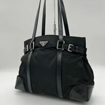 1円【美品 最高級】 プラダ PRADA トートバッグ ハンドバッグ ブラック 黒 レザー 鞄 カバン_画像1