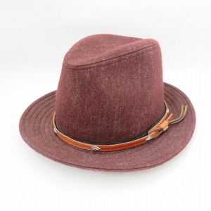 #wnzh ステットソン Stetson 帽子 L 赤茶 中折れハット スタッズ 日本製 美品 メンズ [750605]