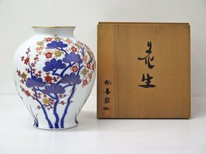 ◎香蘭社 金彩 古伊万里四季調 花瓶 / 高さ27.5cm / 共箱 染錦金彩 有田焼 花生 オールド香蘭社 飾壷 