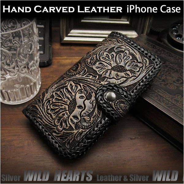 iPhone XS iPhone case Smartphone case Notebook type Leather case Carving Handmade Saddle leather Black Magnet, accessories, iPhone Cases, For iPhone XS