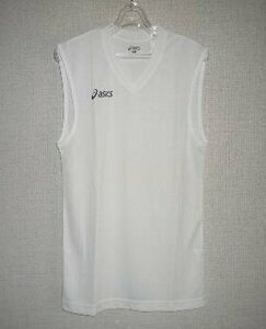アシックスXS6517ノースリーブシャツ　白×黒　Mサイズ'