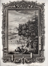 1732年 ショイヒツァー 神聖自然学 銅版画 Tab.487 列王紀下 第6章 5節 6節_画像1
