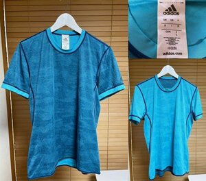 【必見です 】国内正規品 adidas アディダス AH9942 ロゴ カモフラージュ柄 ジャカード リバーシブル Tシャツ 日本 L サイズ ブルー系