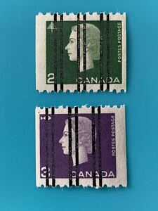 カナダ切手★クィーンエリザベス2世カメオ(木ツリー、魚フィッシュ) 1963年