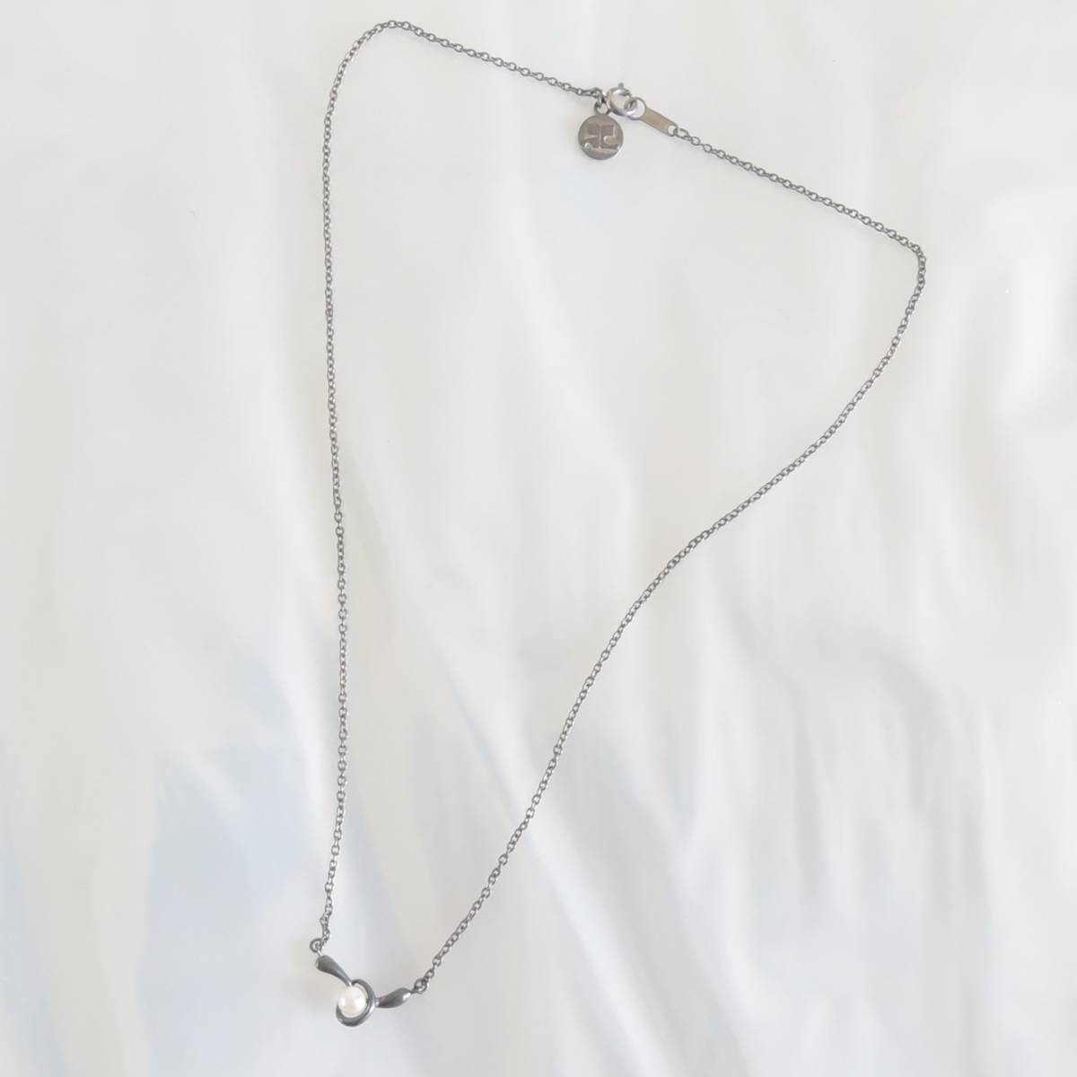 クレージュ Courreges シルバー ネックレス パール ロゴ シルバー925