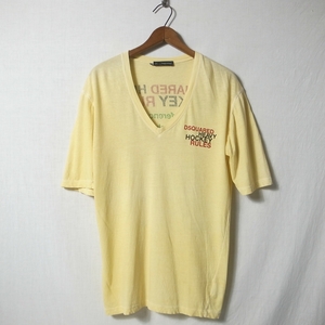 Dsquared2 ディースクエアード Vネック Tシャツ XS イエロー / 半袖カットソー ブランド古着 イタリア製