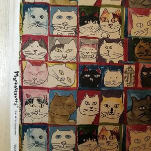 【カットクロス・50cm】Manhattaner's マンハッタナーズ オックス オックスフォード 猫社会 セピア 久下貴史 ねこ 猫 ネコ