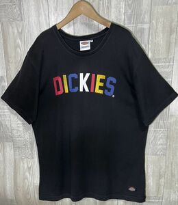 ★希少★Dickies ディッキーズ 半袖Tシャツ 黒 カラフルビッグロゴ バックプリント XL ビッグシルエット オーバーサイズ USED 古着