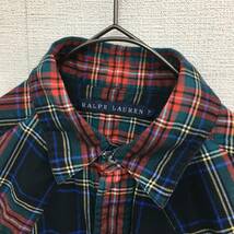 EZ2666●RALPH LAUREN 長袖 チェック シャツ●7●クリスマスカラー 綿100％ レディース キッズ 130 ラルフローレン_画像3