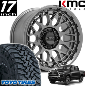 新品未使用品 KMC TECHNIK KM722 17インチアルミホイール TOYO OPEN COUNTRY M/T付き4本セット GUN125 ハイラックス 150プラド 215サーフ