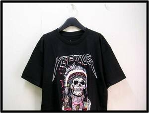 L 新品【イーザス YEEZUS Tシャツ 半袖 インディアン スカル バンドT ロックT バンT ツアーT カニエ・ウエスト KANYE WEST YEE-CHIEFT】