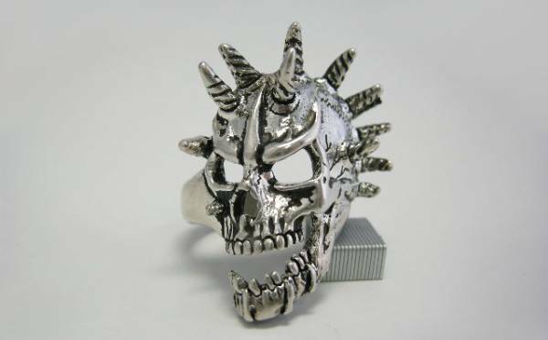 G&S USA 80s ヴィンテージ リング スパイク スカル ドクロ 骸骨 ビンテージ バイカーリング VINTAGE SKULL BIKER RING デッドストック