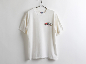 USA製 90's■フィラ FILAロゴプリント半袖コットンTシャツ白(M)メンズ