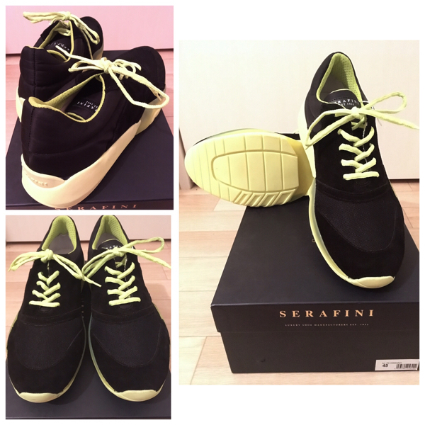 〜5/7◆ 新品「SERAFINI」老舗ラグジュアリーシューブランド Black×Lime SIZE:45/29.5cm イタリア製