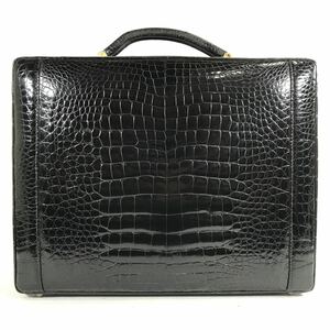 [ leak ski ] genuine article MORESCHI crocodile attache case business bag attaching trunk case black dial lock wani leather men's made in Italy 