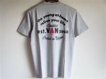 希少★VAN JAC ヴァンヂャケット★est.Classics VAN 1948 アーチロゴ★バックプリント Ｔシャツ M グレー/サマー アイビーボーイ J.PRESS_画像2