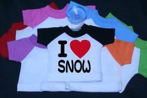 I LOVE ミニTシャツ ＳＮＯＷ 各色有り ステッカー