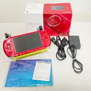 【美品】PSP-3000 ラディアント レッド RR プレイステーション ポータブル 動作品 動作確認済 完品 バッテリー SONY ソニー RADIANT RED