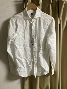 【新品】バグッタ ドレスシャツ 白 M〜Lサイズ 40 15 3/4 ちりめん生地 GRICCIO イタリア製