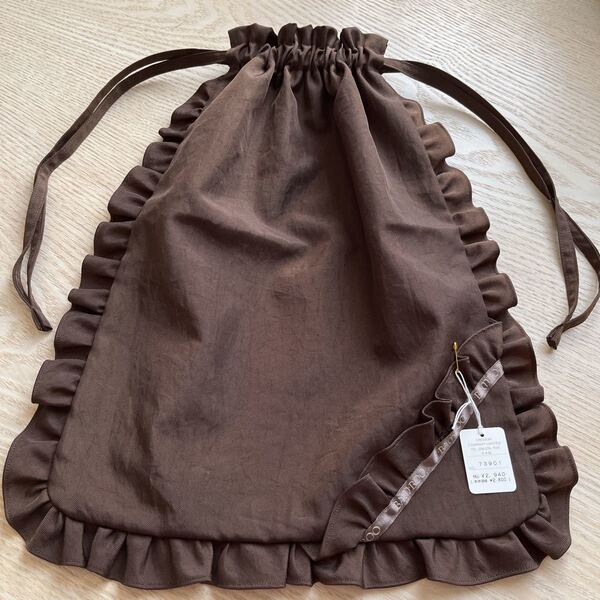 【新品】ナイロンバック 巾着バック 巾着 お土産袋 体操着入れ 行楽の秋 サブバック ダークブラウン