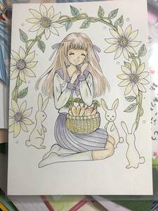 Art hand Auction ウサギと女の子･手書きイラスト, コミック, アニメグッズ, 手描きイラスト