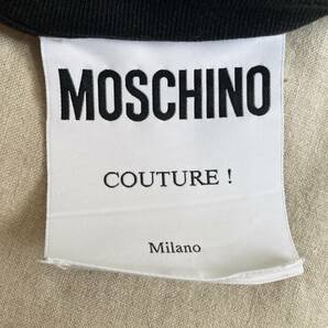 美品 MOSCHINO COUTURE モスキーノ クチュール ジッパー装飾 ロゴ プリント クルーネック 半袖 コットン Tシャツ 黒 ブラック XS ◇7の画像8