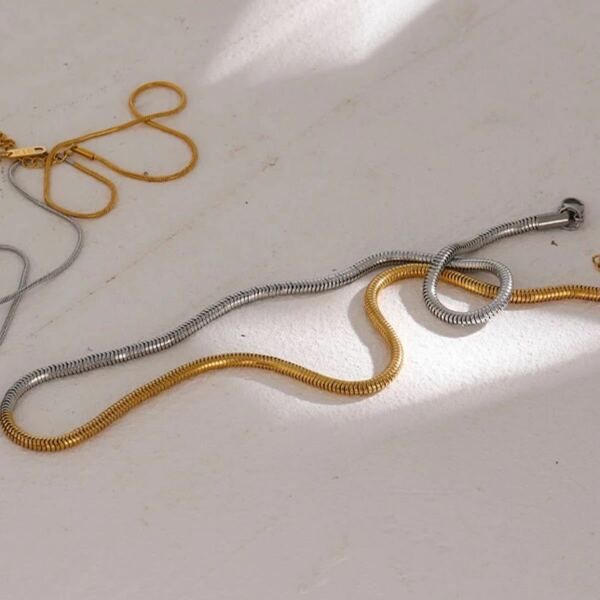 Contrast widesnake chain necklace No.893