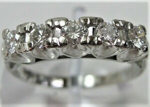 【東京 谷中 質屋おぢさん】Pt900 プラチナリング 指輪 ダイヤ 一文字 0.54ct サイズ #15