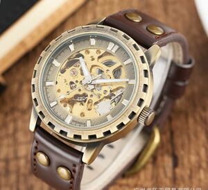 ◆新品◆腕時計 メンズ 機械式 スケルトン 海外ブランド 自動巻き スチームパンク ヴィンテージ スポーツ腕時計　防水 S0152