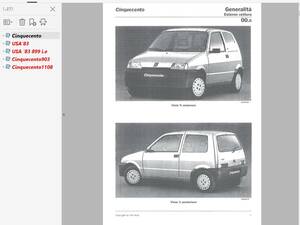  Fiat chin ke changer to Work shop manual service book Cinquecento repair book 