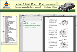  Jaguar Jaguar S Type 1963-1968 Work shop manual service book + parts list Stype S type S-TYPE